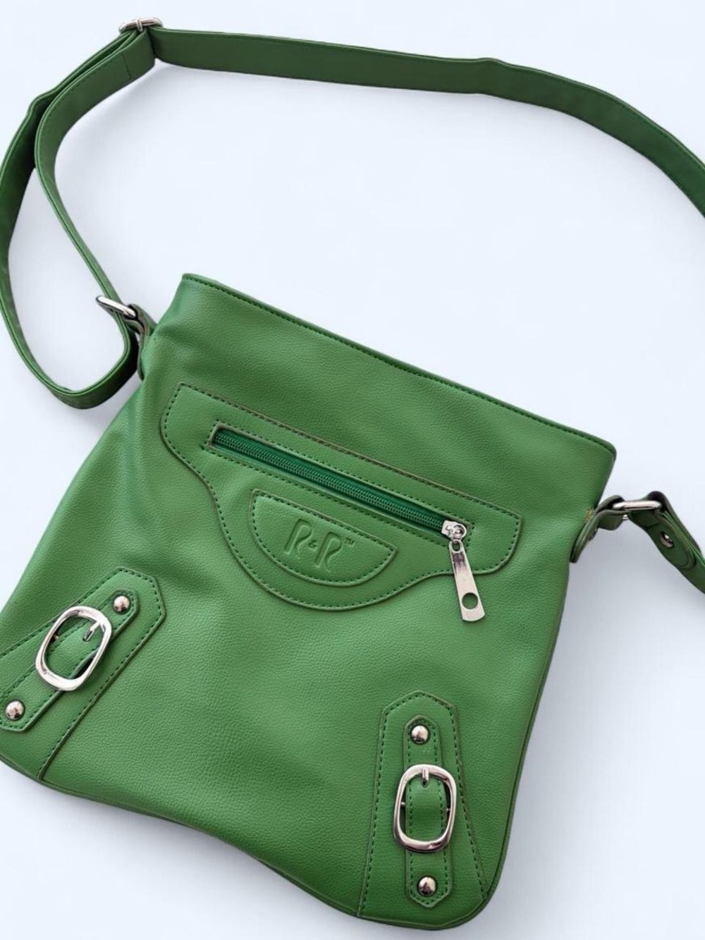 Y2K apple green faux leather crossbody bag